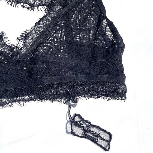 For Love And Lemons Skivvies Black Lace Bralette Bra Womens Large - Picture 3 of 7